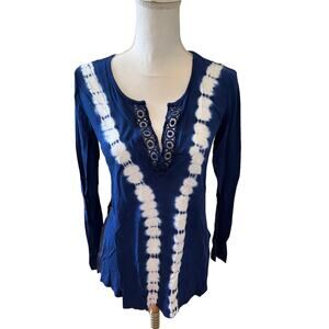 Boutique brand Language Los Angeles blue tie dye top S